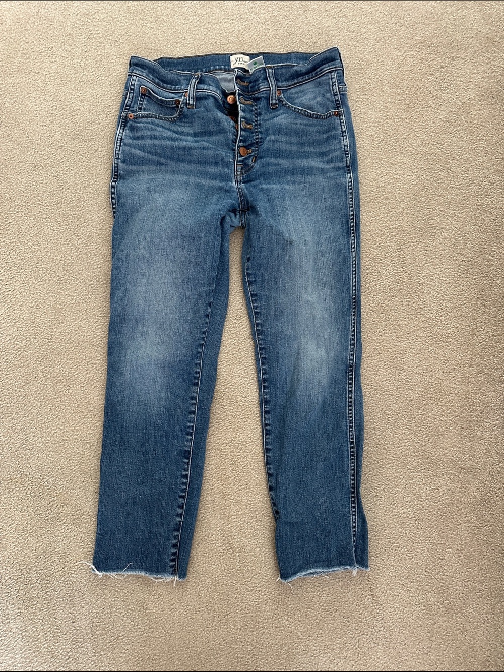 Jcrew Women's Mid Wash Blue Button-Fly Jeans
